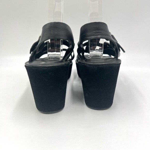 Kork Ease Black Leather Gladiator Platform Wedges Heels Sandals Shoes 7 KorkEase - Picture 7 of 15